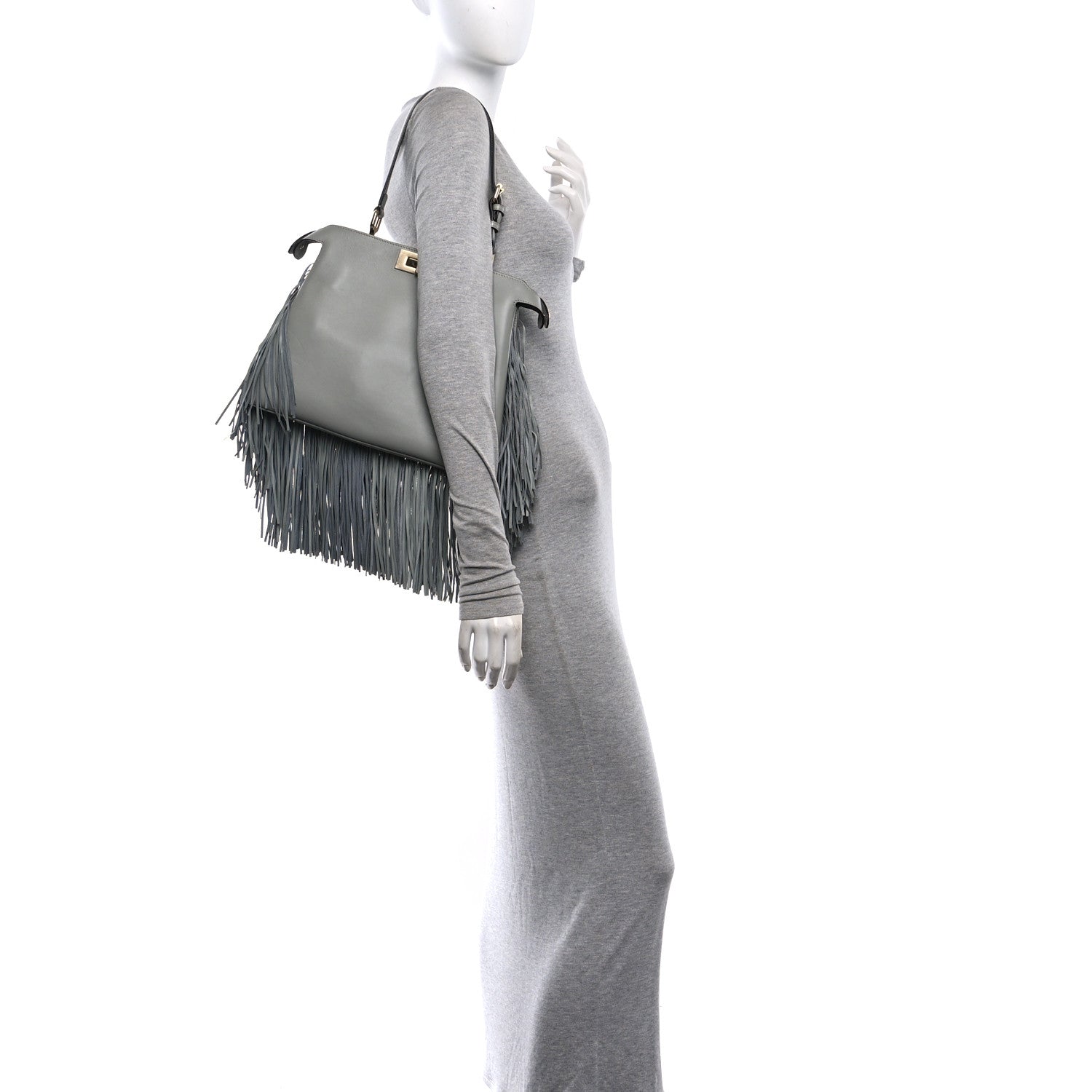 Fendi Vitello Fringe Medium Soft Peekaboo Matcha Latte 2 of 10