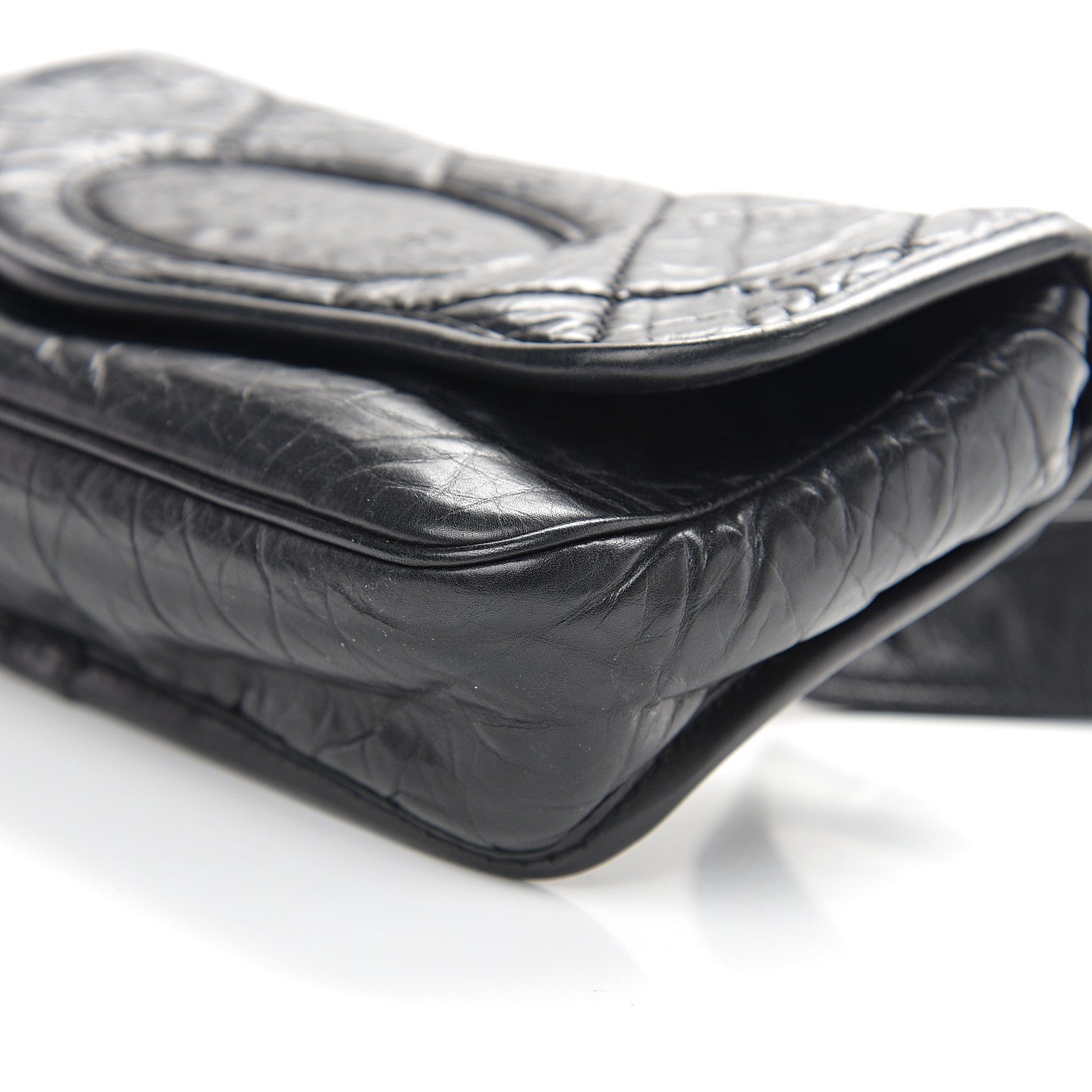 Chanel Distressed Lambskin Messenger Flap Bag Black 10 of 11