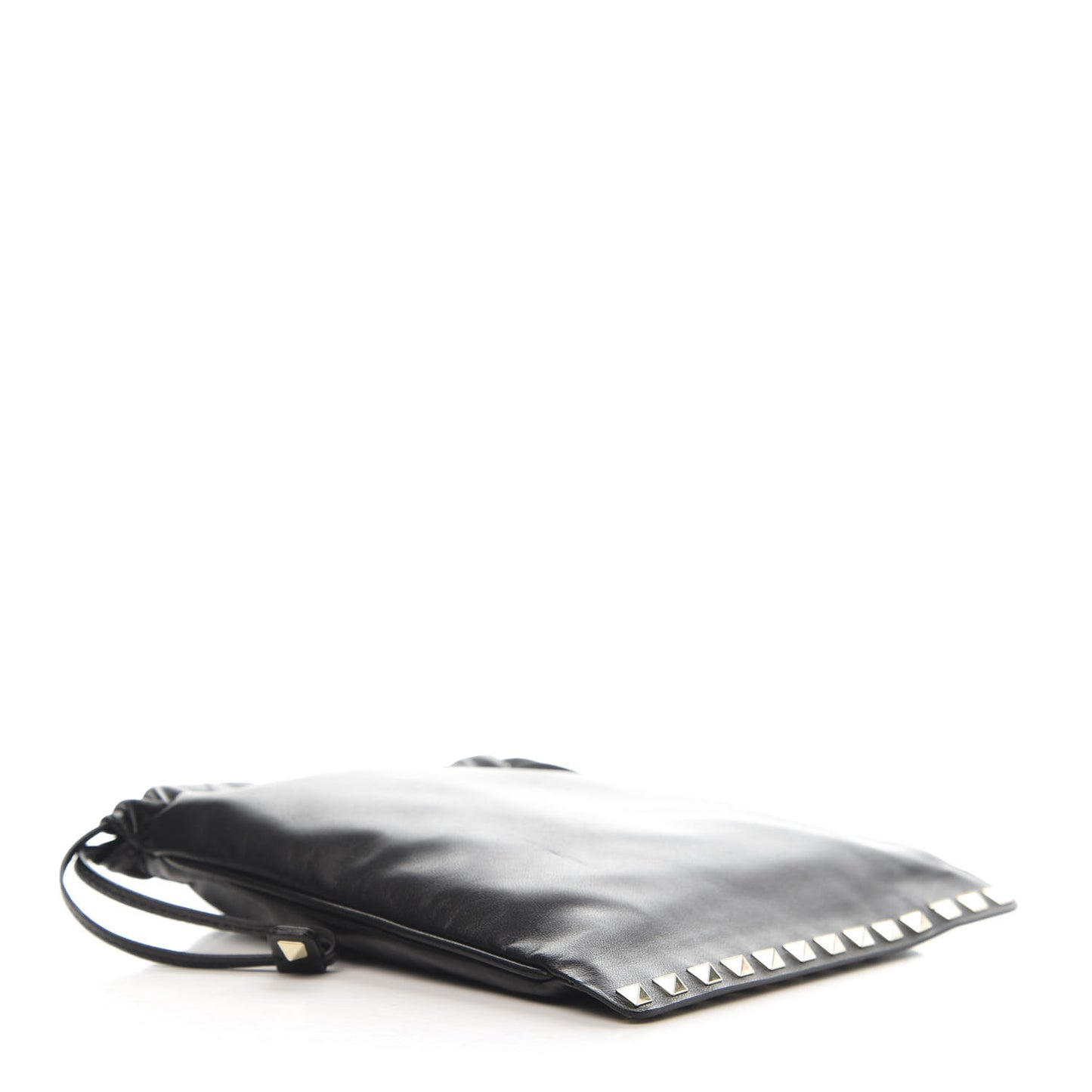 Calfskin Rockstud Drawstring Pouch Black