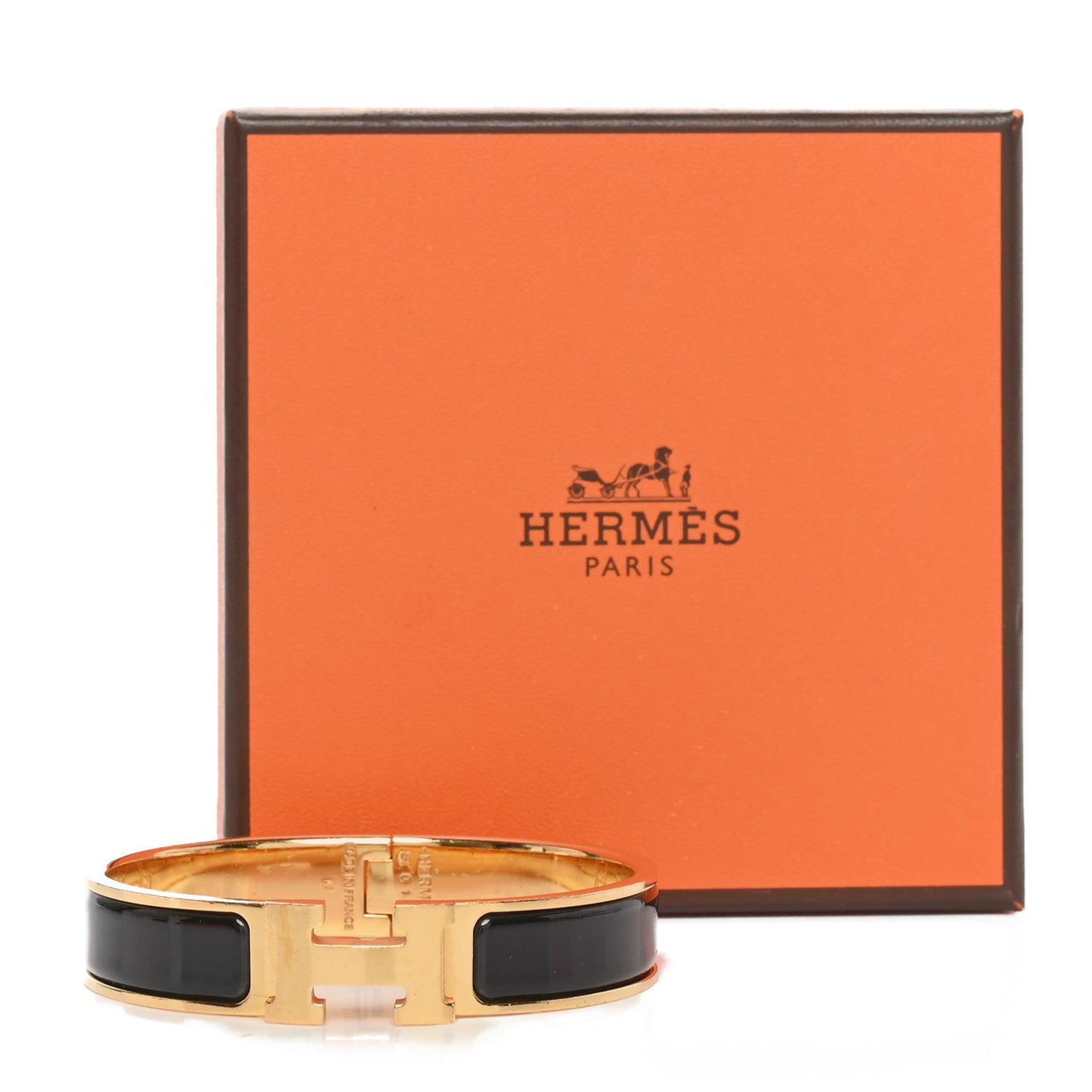 Enamel Narrow Clic Clac H Bracelet GM Black