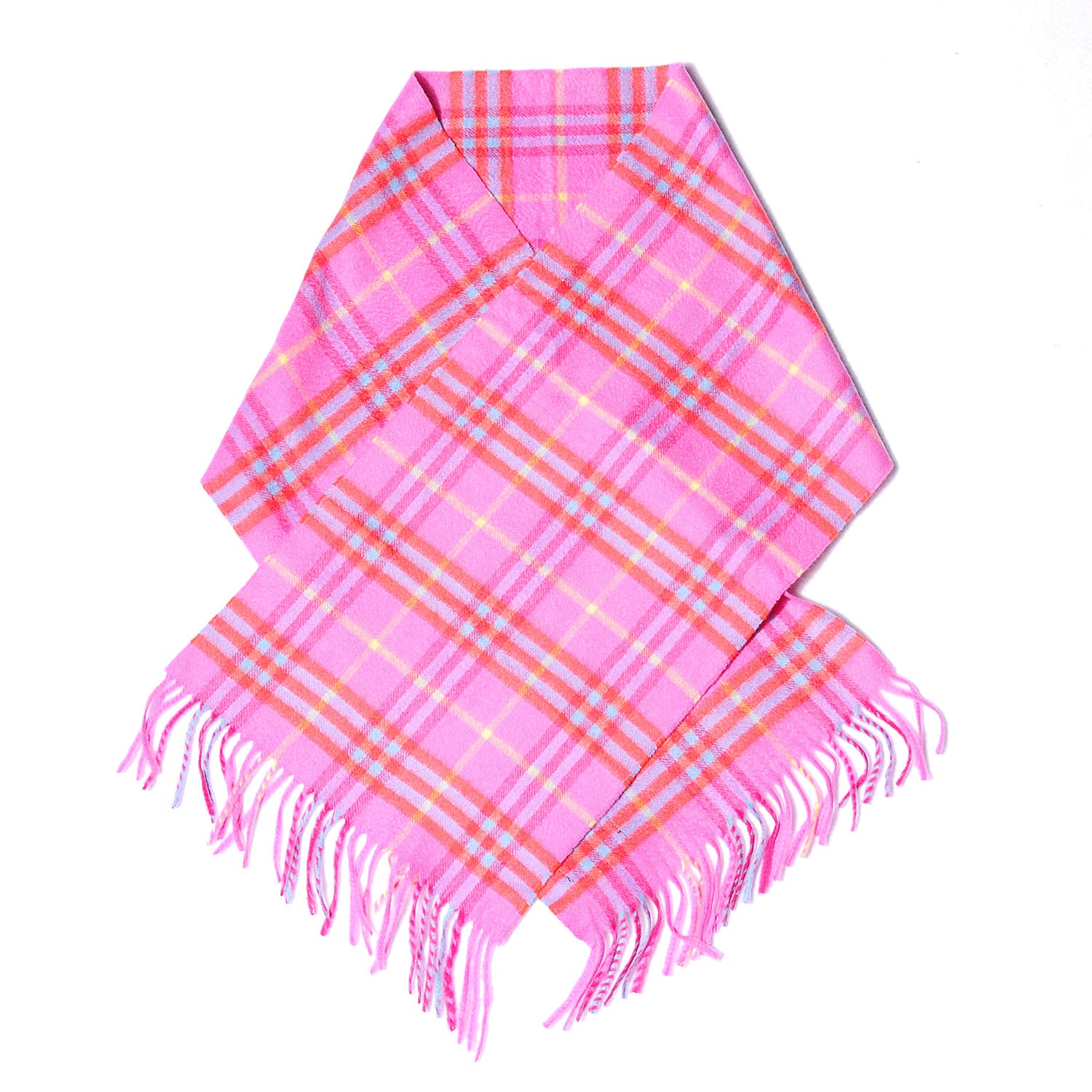 Burberry Cashmere Check Fringe Scarf Pink 1 of 5