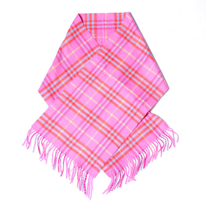 Burberry Cashmere Check Fringe Scarf Pink 1 of 5