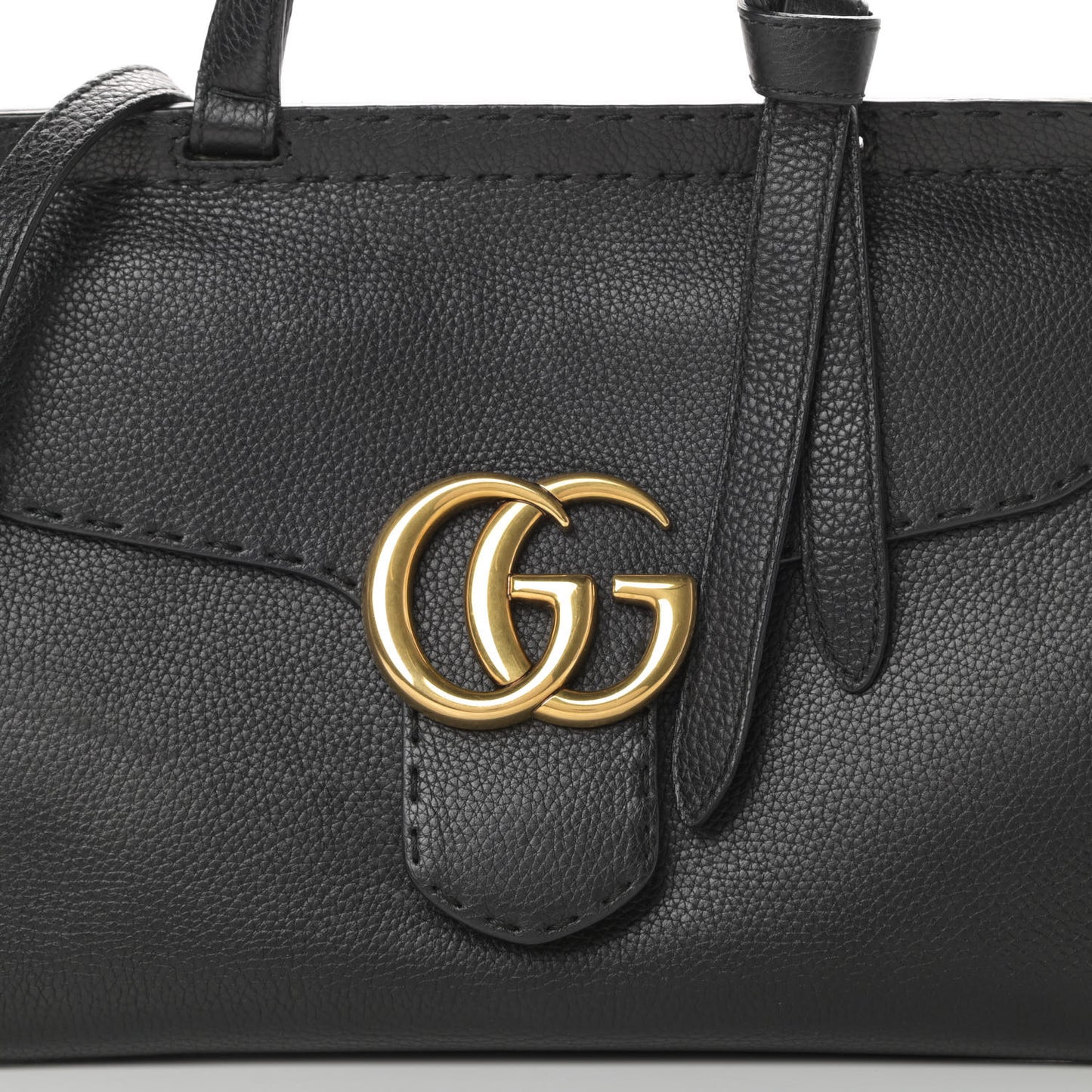 Calfskin Small GG Marmont Top Handle Bag Black