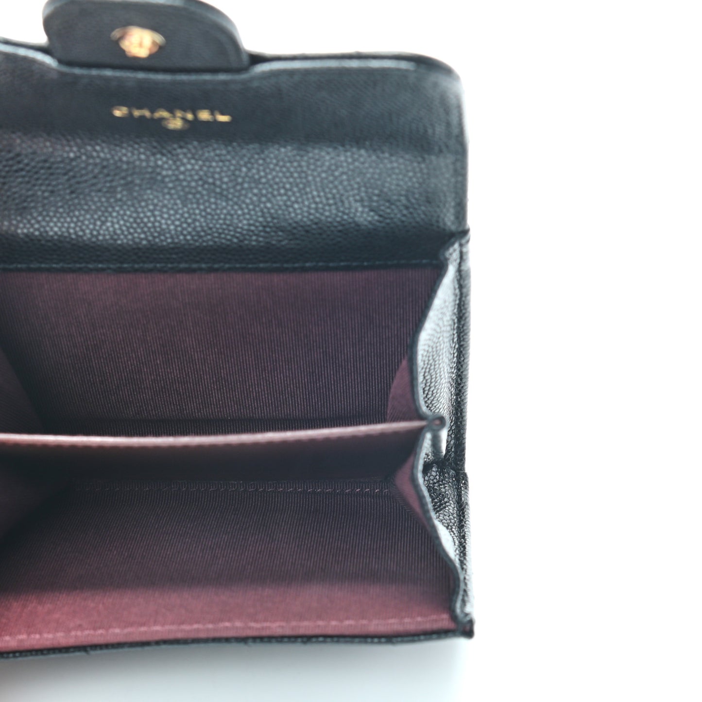 Caviar Quilted Flap Card Holder Chain Wristlet Black