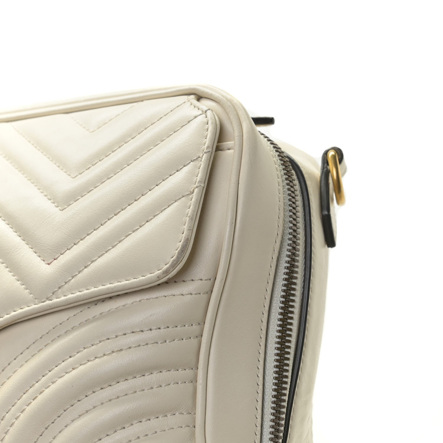 Gucci Calfskin Matelasse Sylvie Web Small GG Marmont Top Handle Shoulder Bag White 16 of 18