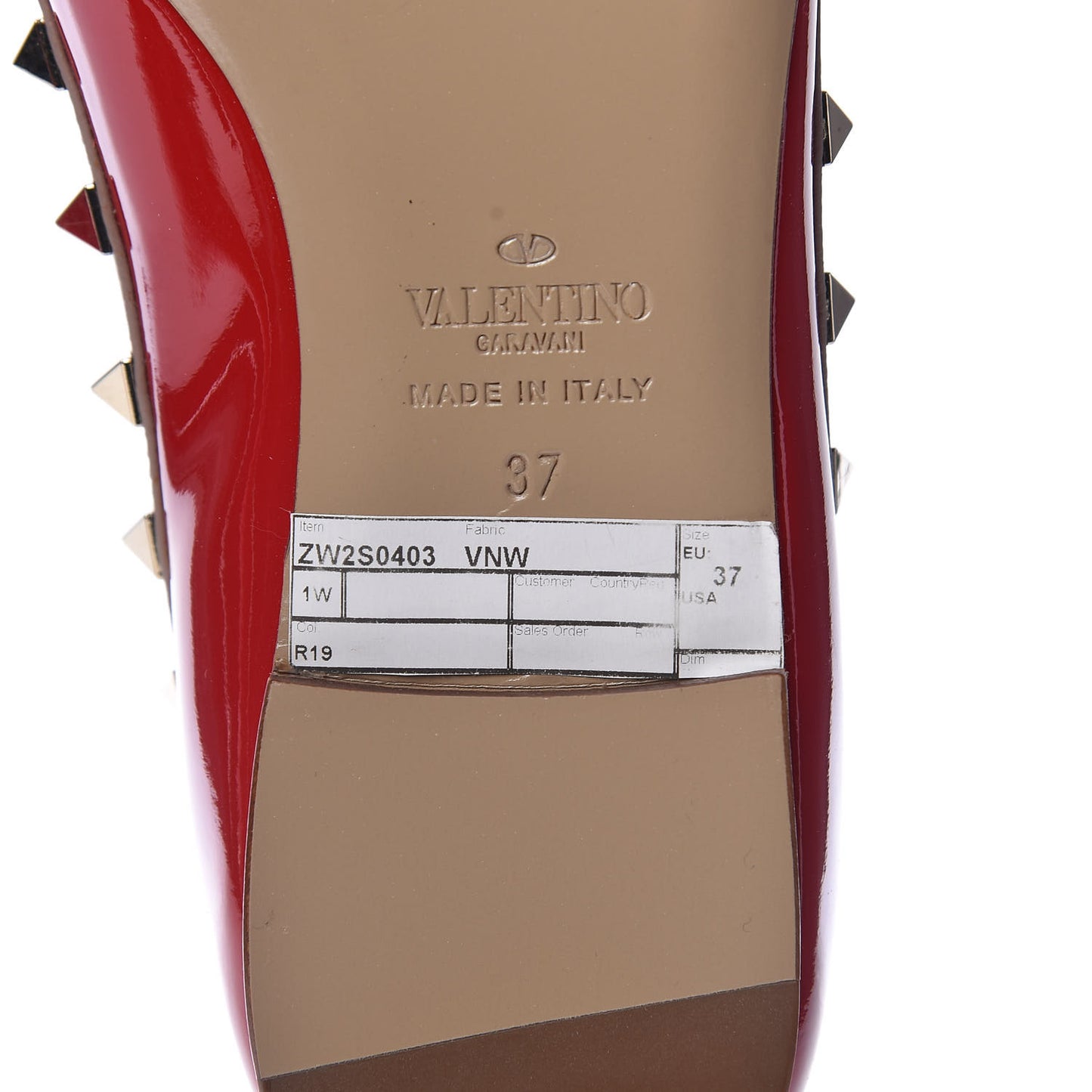 Patent Nappa Rockstud Ballerina Flats 37 Rosso Valentino Poudre