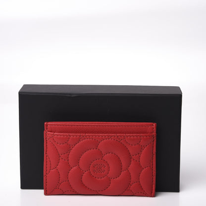 Chanel Caviar Camellia Embossed Card Holder Red 10 of 10
