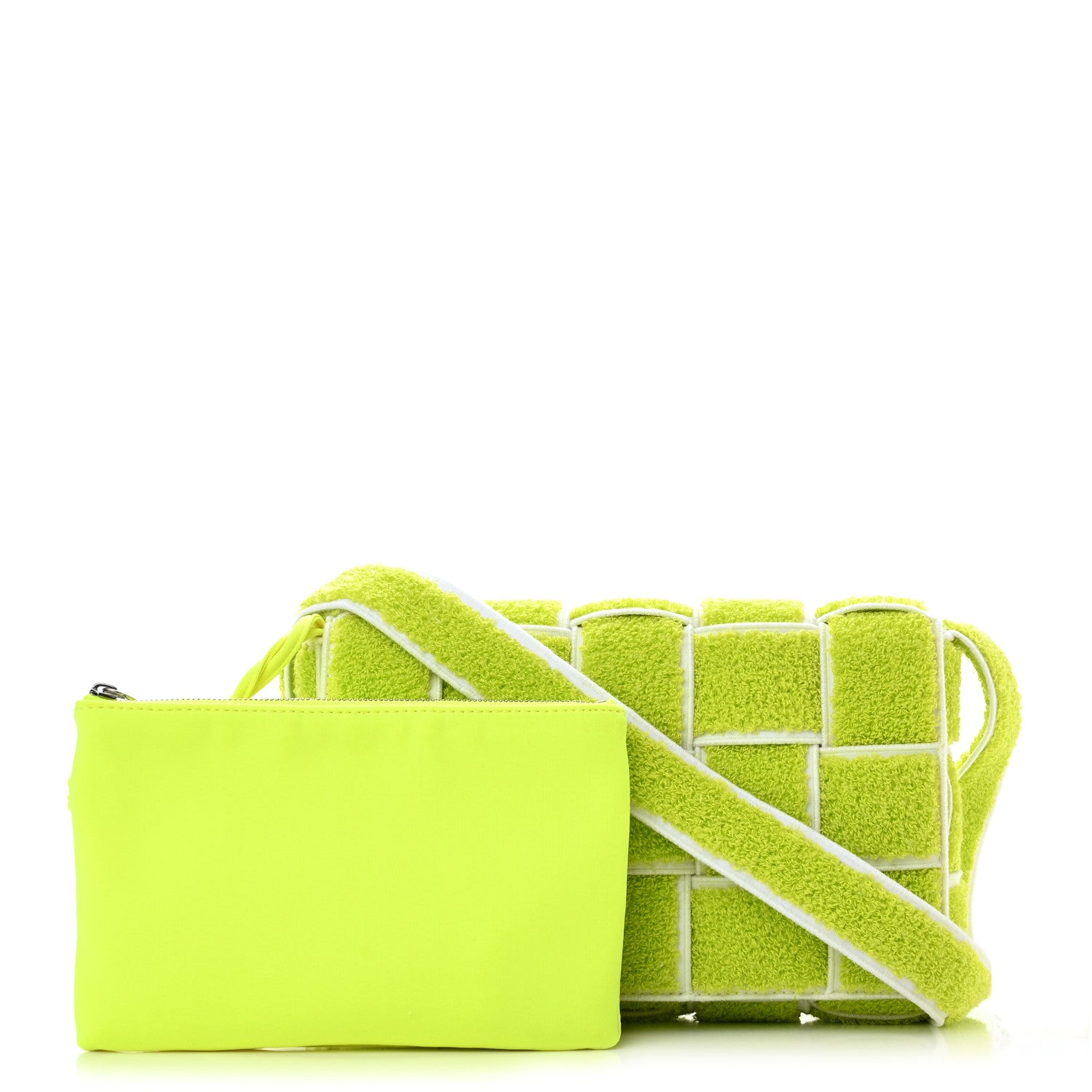 Bottega Veneta Terrycloth Maxi Intrecciato Padded Cassette Crossbody Bag Acid Kiwi 1 of 11