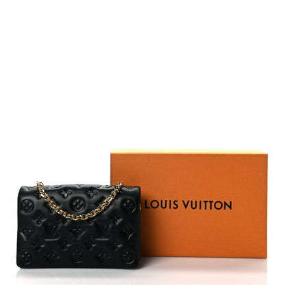 Louis Vuitton Lambskin Embossed Monogram Pochette Coussin Black 10 of 10