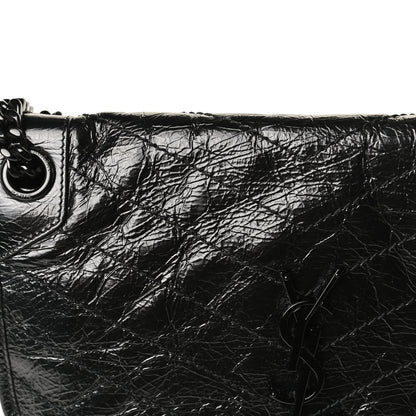 Saint Laurent Crinkled Calfskin Matelasse Monogram Medium Niki Chain Satchel Black 15 of 18