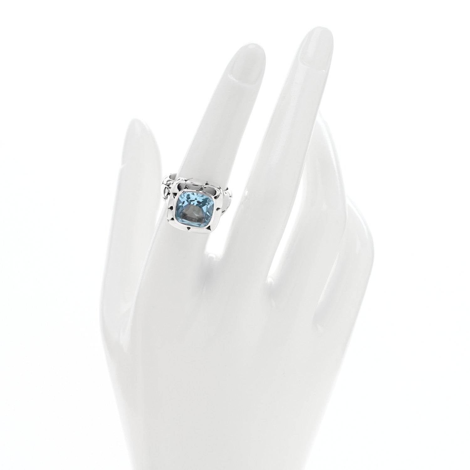 John Hardy Sterling Silver Blue Topaz Batu Kali Square Ring 54 7 2 of 4