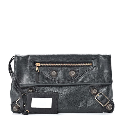 Balenciaga Agneau Giant 21 Rose Gold Hardware Envelope Clutch Black 1 of 7