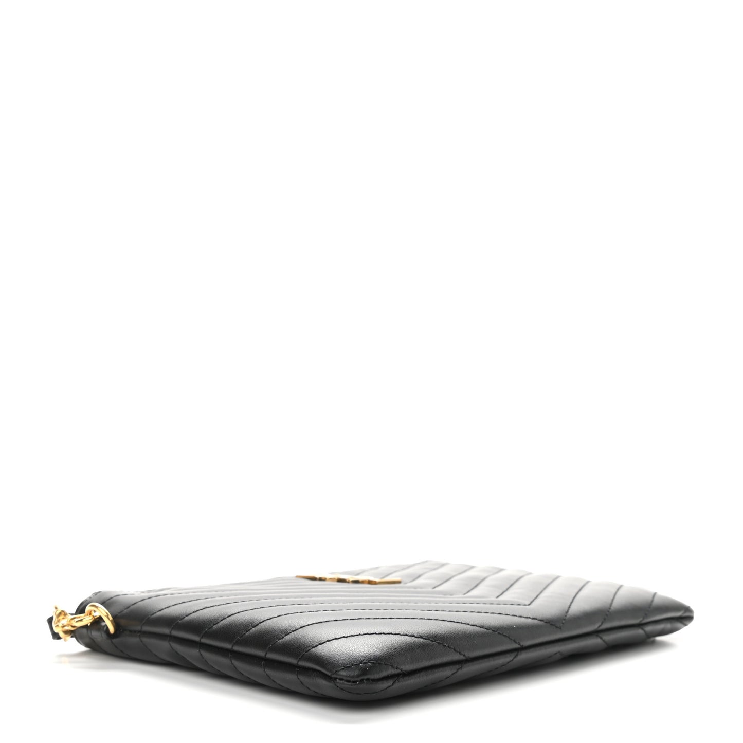 Calfskin Matelasse Chevron Monogram A5 Wristlet Black