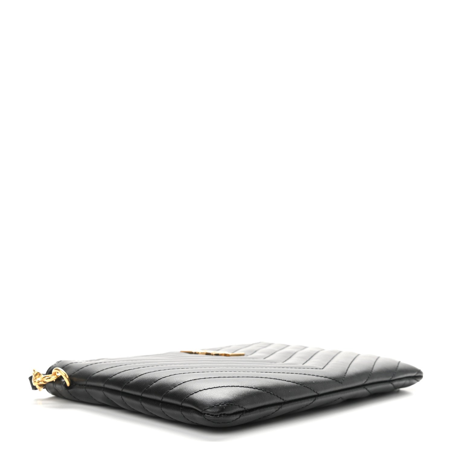 Saint Laurent Calfskin Matelasse Chevron Monogram A5 Wristlet Black 4 of 11