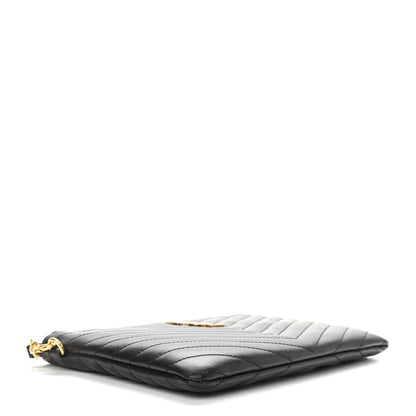 Saint Laurent Calfskin Matelasse Chevron Monogram A5 Wristlet Black 4 of 11