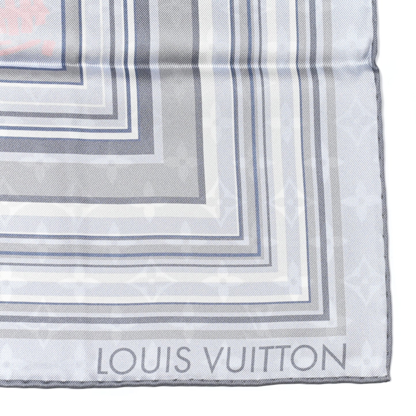 Silk LV Monogram Square Scarf Grey