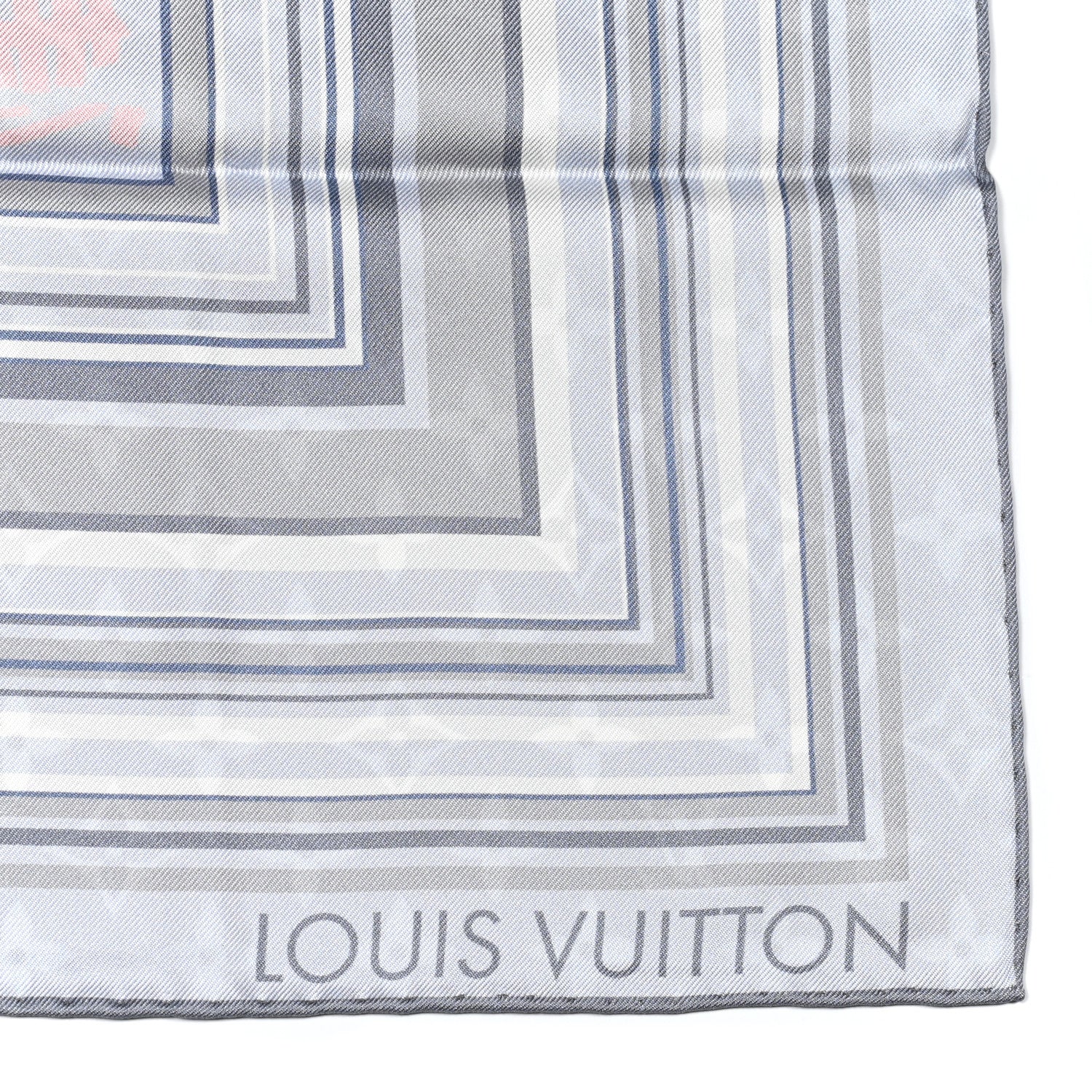 Louis Vuitton Silk LV Monogram Square Scarf Grey 2 of 4