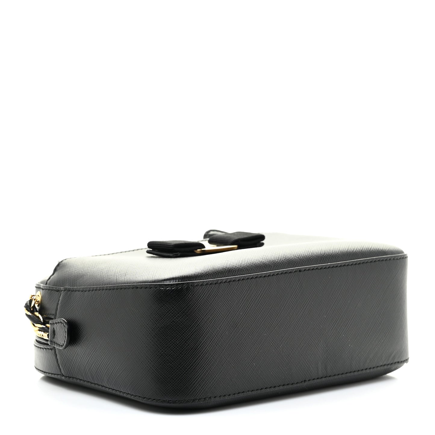 Hammered Calfskin Lydia Bow Camera Bag Black