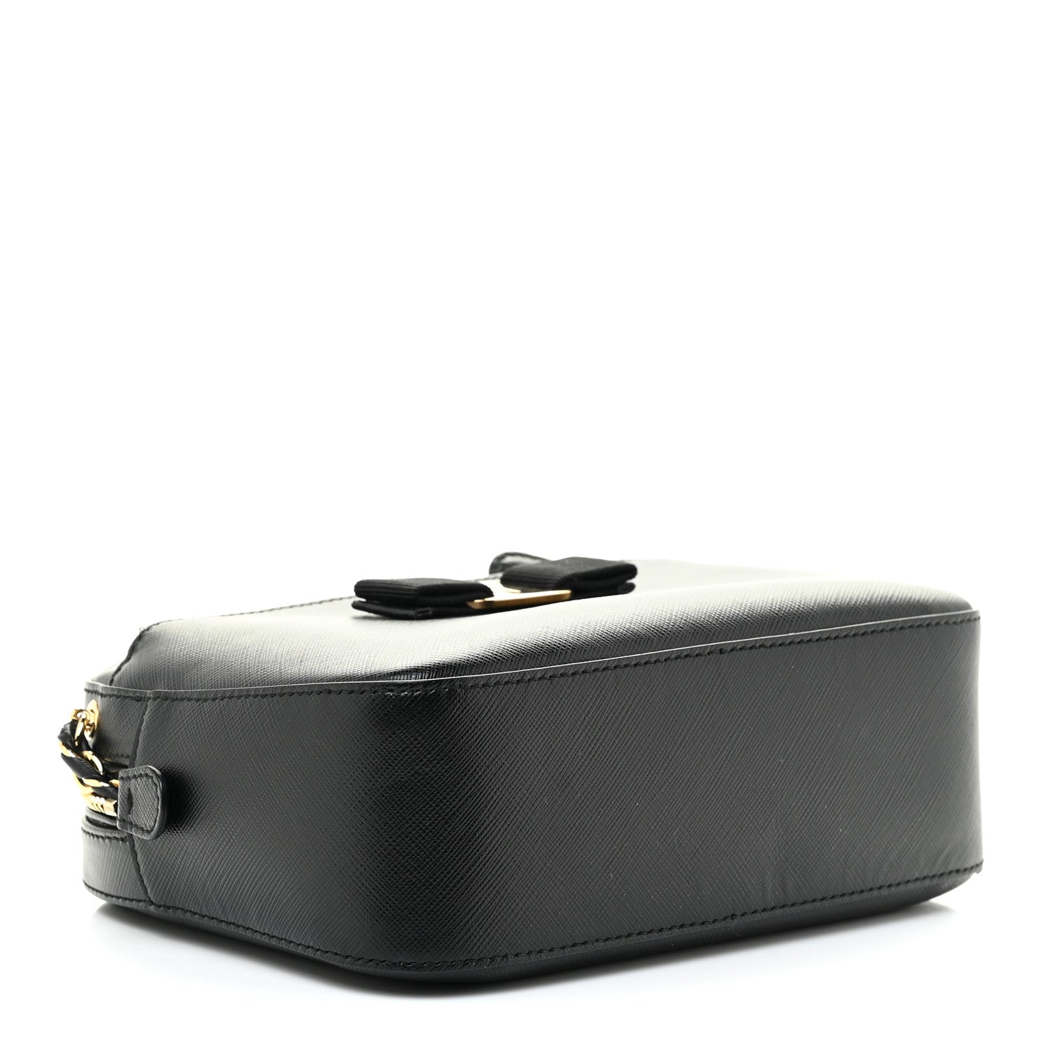 Salvatore Ferragamo Hammered Calfskin Lydia Bow Camera Bag Black 4 of 10