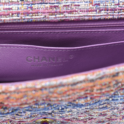 Chanel Tweed Quilted Mini Rectangular Flap Blue Pink Orange 6 of 11