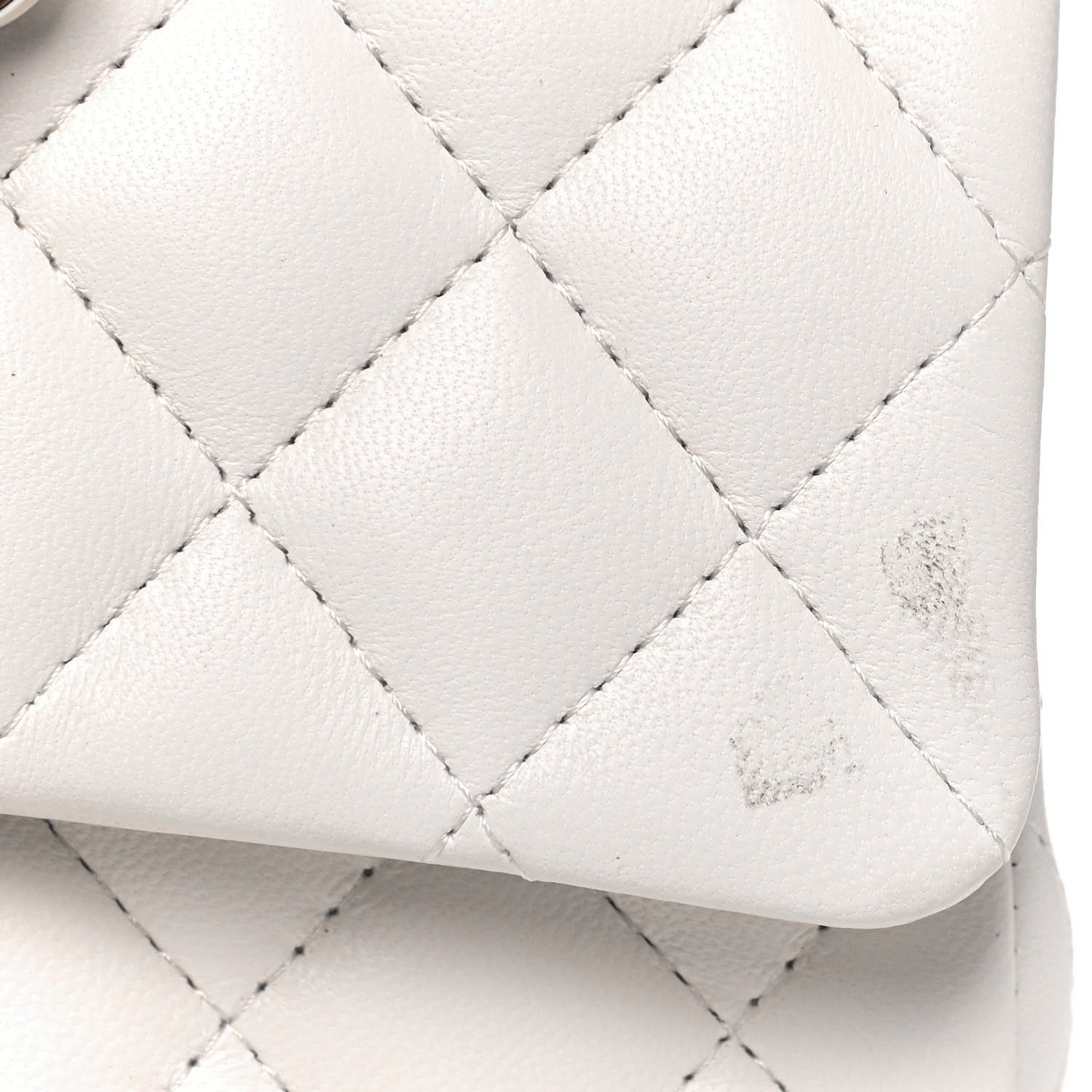 Lambskin Quilted Mini Rectangular Flap White