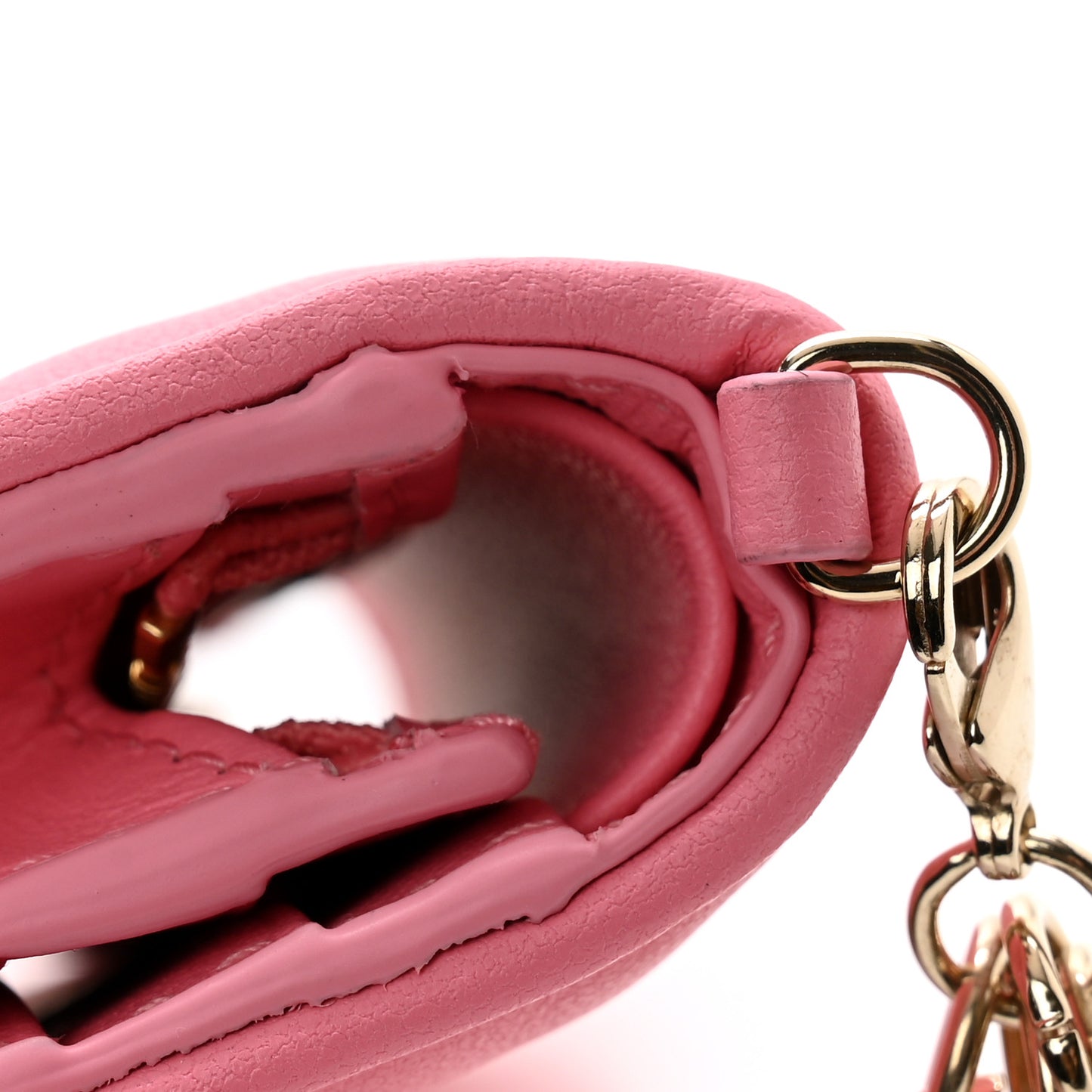 Lambskin Cannage Mini Lady Dior Wallet Pink