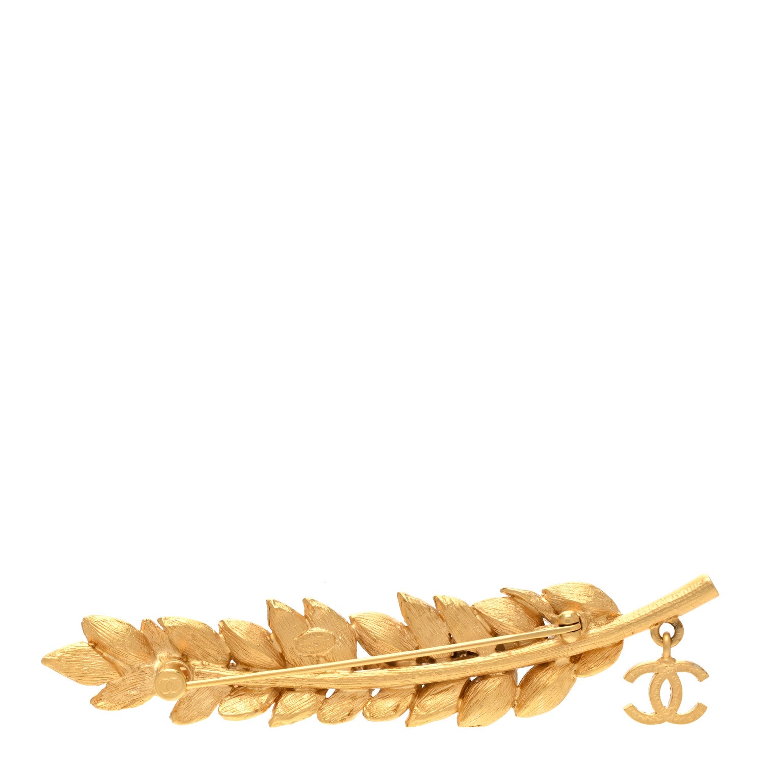 Chanel Crystal Sparkling Wheat CC Brooch Gold 3 of 5
