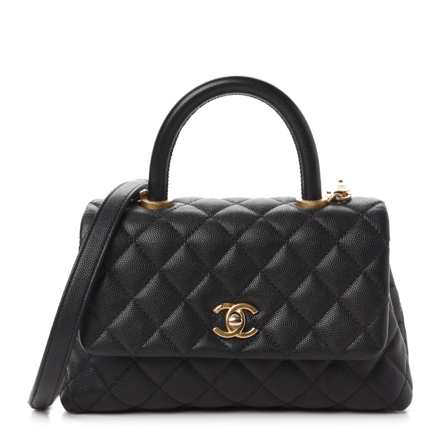 Caviar Quilted Mini Coco Handle Flap Black