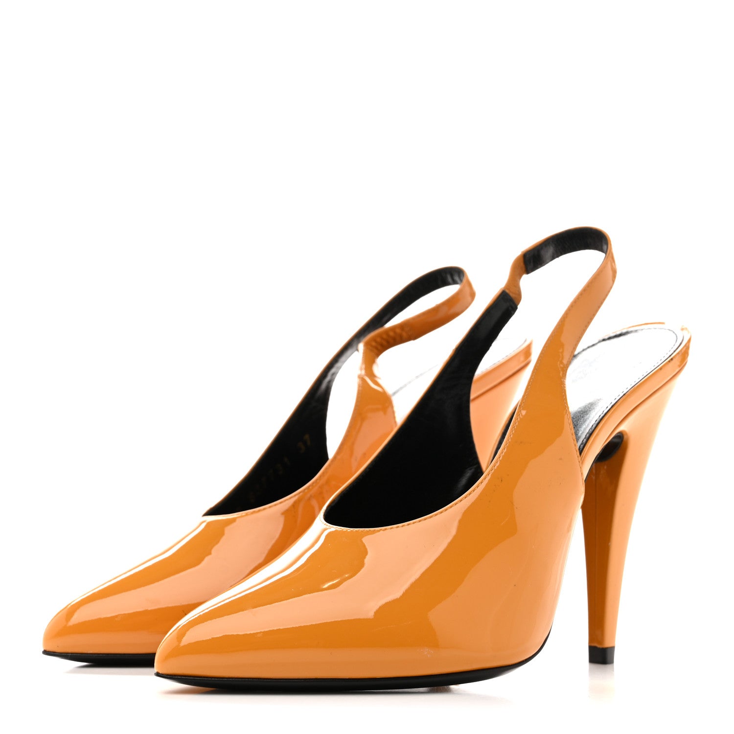 Saint Laurent Patent Venus 110 Slingback Pumps 37 Yellow 4 of 12