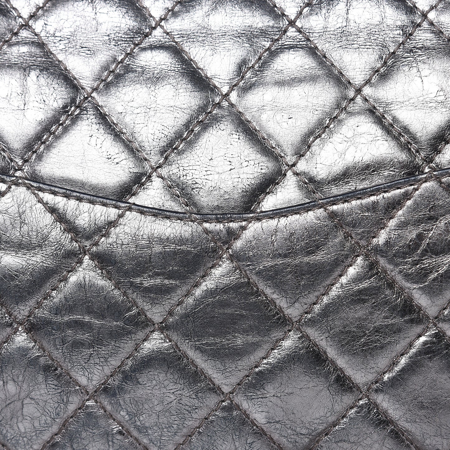 Metallic Aged Calfskin Quilted 2.55 Reissue 227 Flap Dark Silver