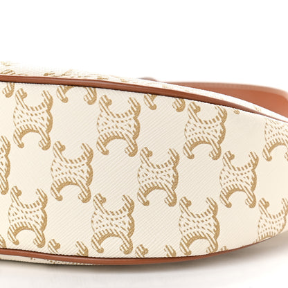 Celine Canvas Calfskin Ava Triomphe Shoulder Bag White 6 of 10