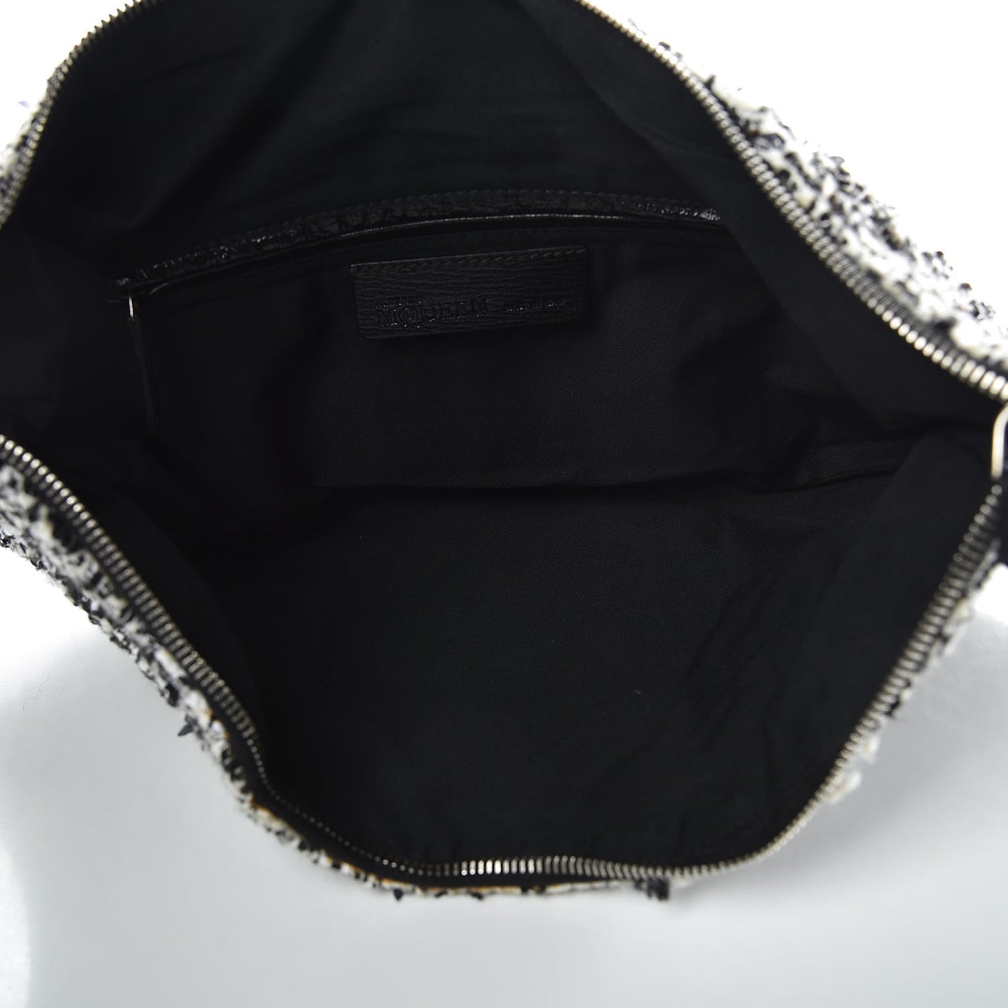Tweed Calfskin Manta Clutch Black White