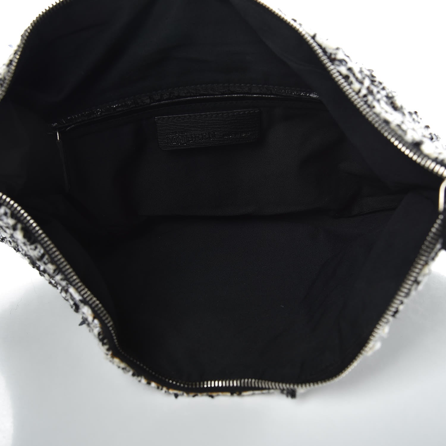 Alexander McQueen Tweed Calfskin Manta Clutch Black White 5 of 9