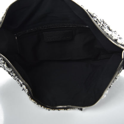 Alexander McQueen Tweed Calfskin Manta Clutch Black White 5 of 9