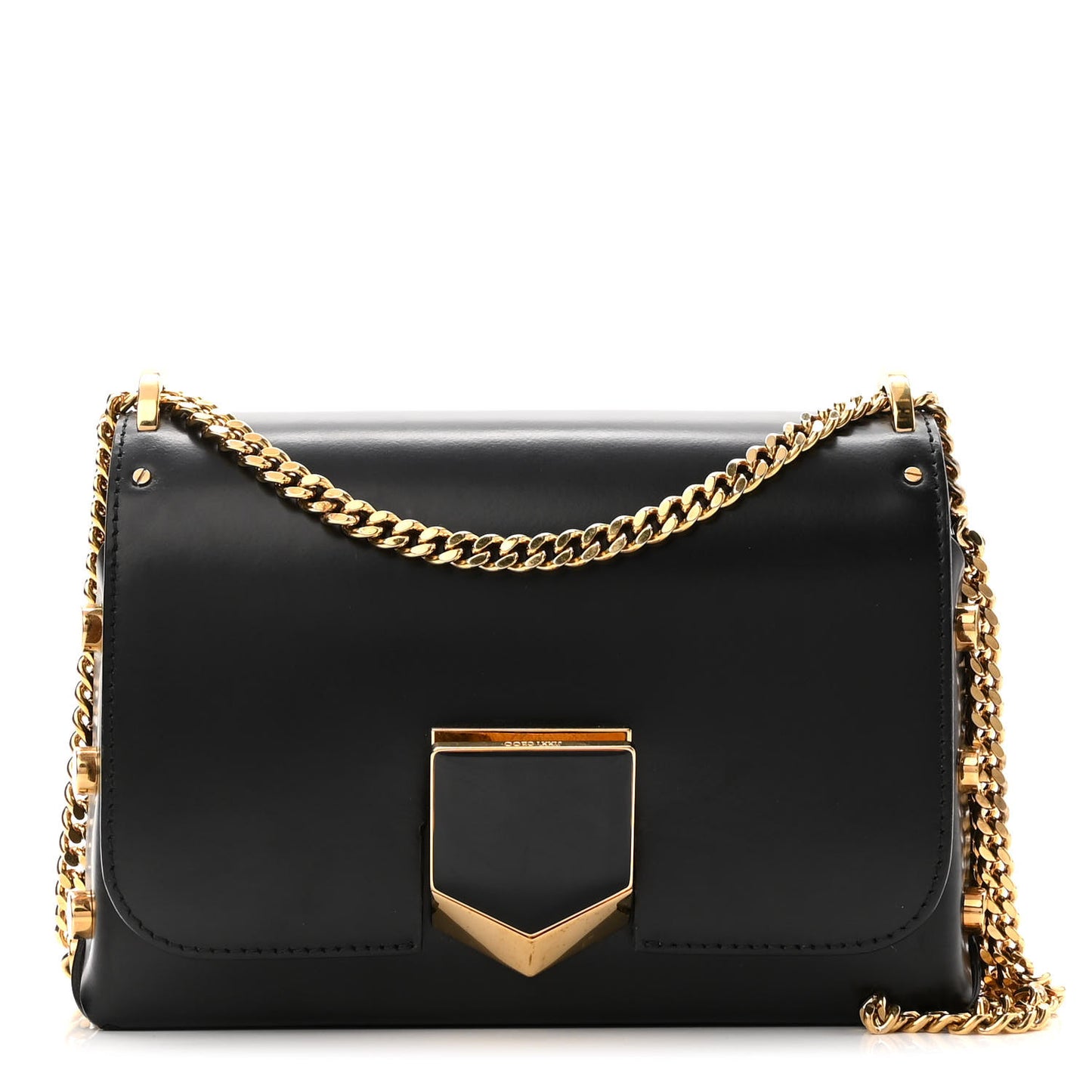 Smooth Calfskin Lockett Petite Shoulder Bag Black