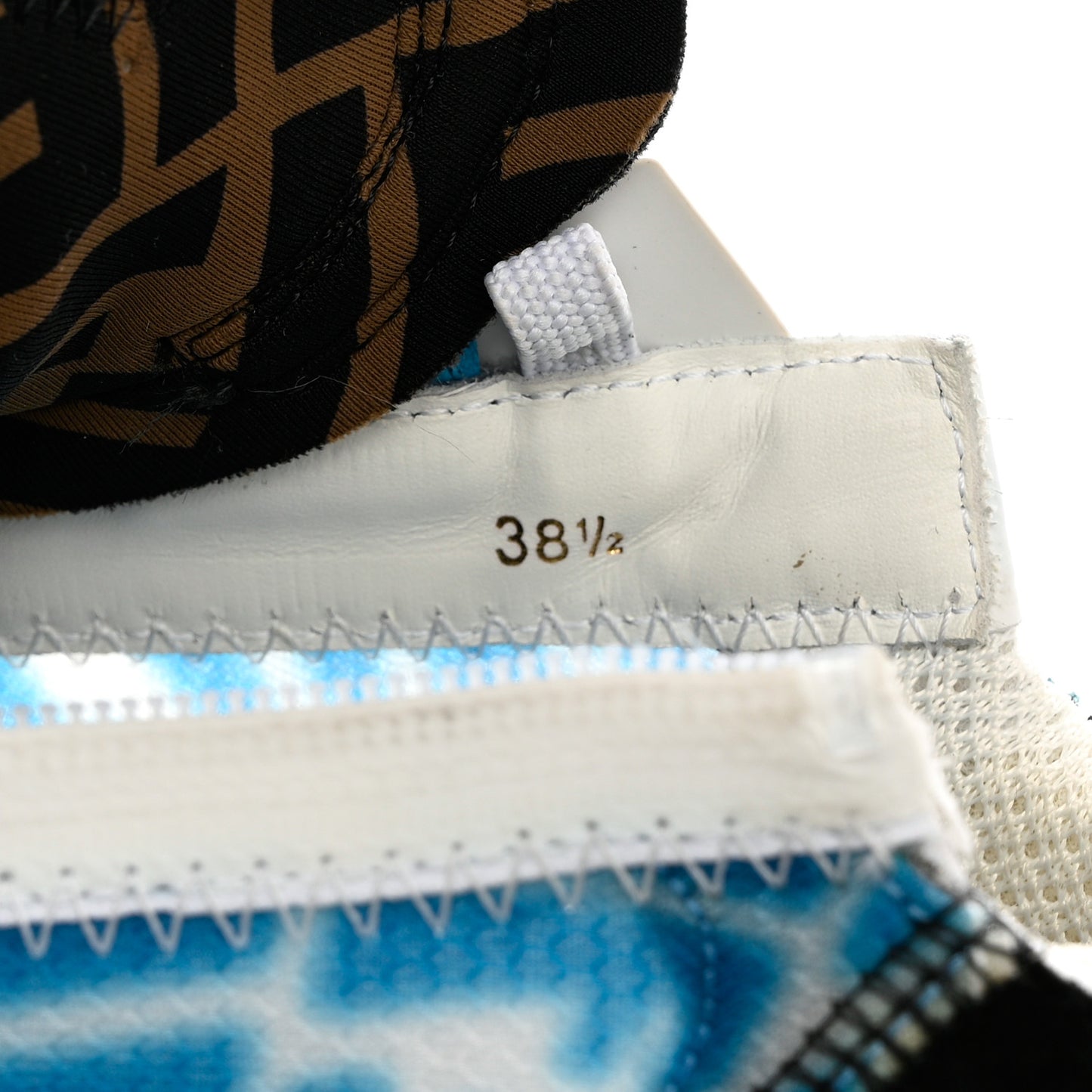 X SARAH COLEMAN Nylon Suede Lycra FF Vertigo Fendi Flow Low Top Sneakers 38.5 Transparent Cyber Blue