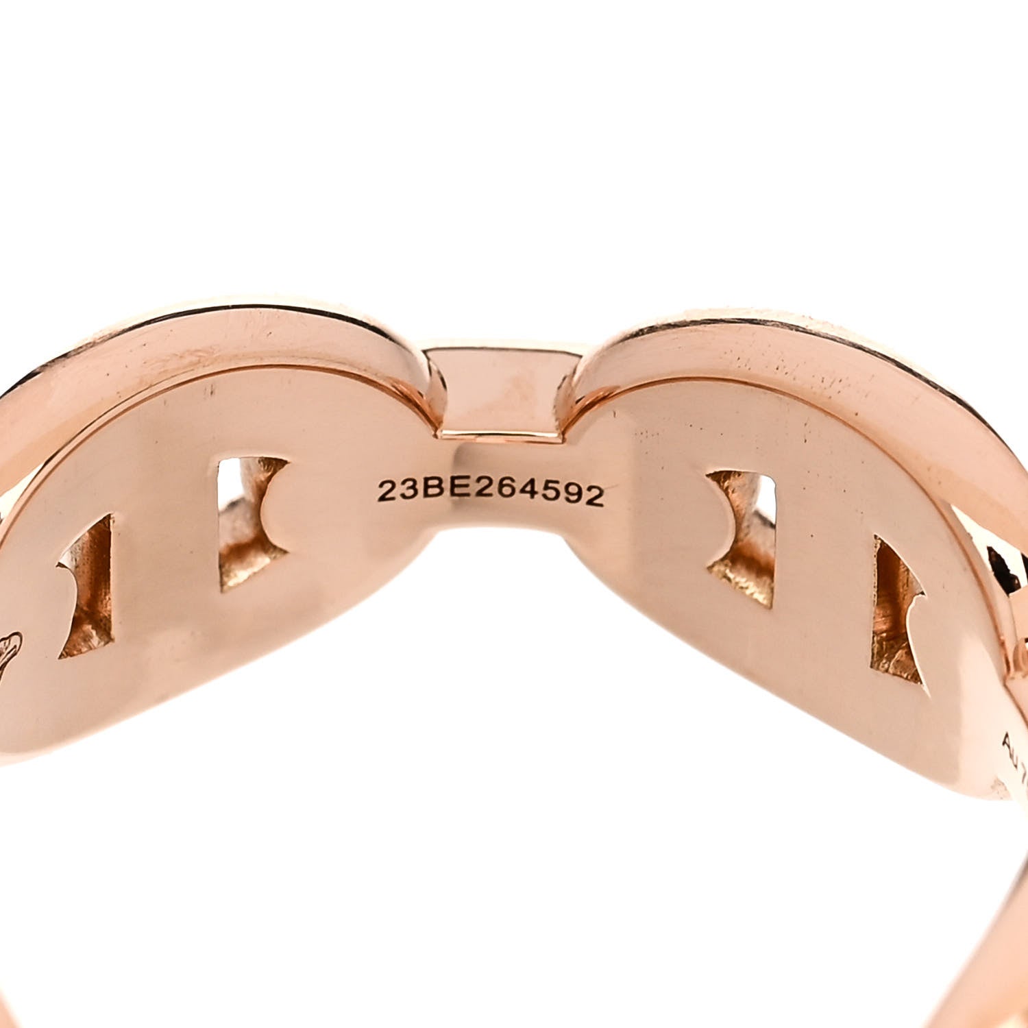 Hermes 18K Rose Gold Diamond PM d'Ancre Enchainee Ring 52 6 7 of 9