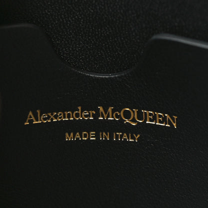 Alexander McQueen Calfskin Logo Zip Wristlet Pouch Black Red 6 of 6