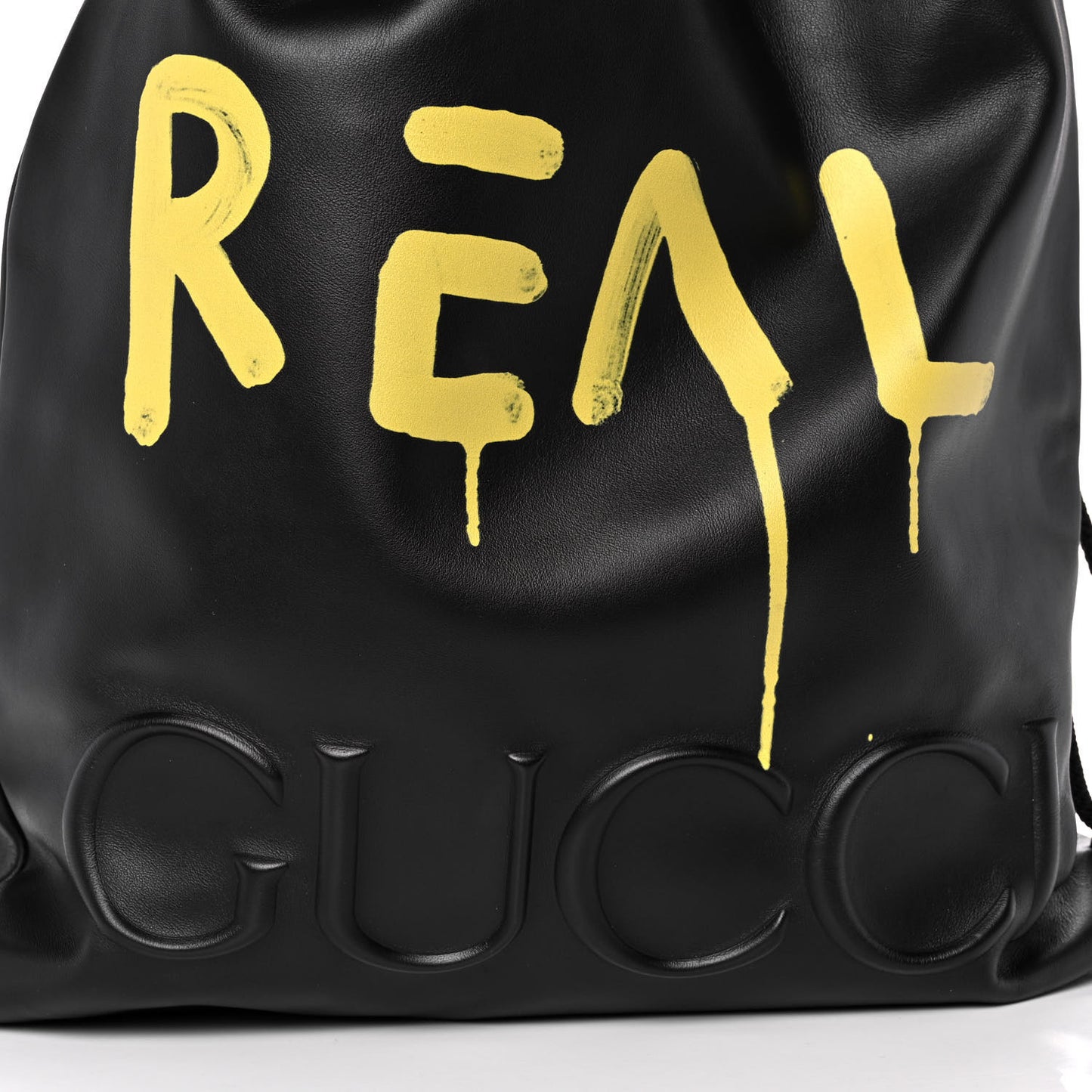Calfskin Small GucciGhost Drawstring Backpack Black