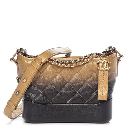 Chanel Metallic Goatskin Quilted Small Gabrielle Hobo Gold Black 1 of 10