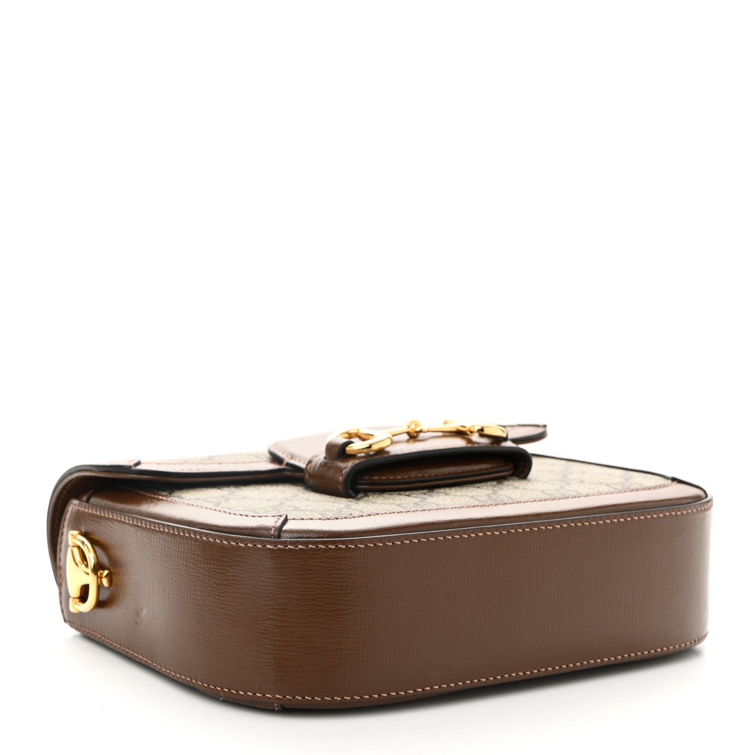 Gucci GG Supreme Monogram Azalea Calfskin Web Mini Horsebit 1955 Shoulder Bag Beige Ebony Brown Sugar 4 of 11