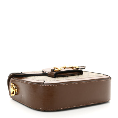 Gucci GG Supreme Monogram Azalea Calfskin Web Mini Horsebit 1955 Shoulder Bag Beige Ebony Brown Sugar 4 of 11