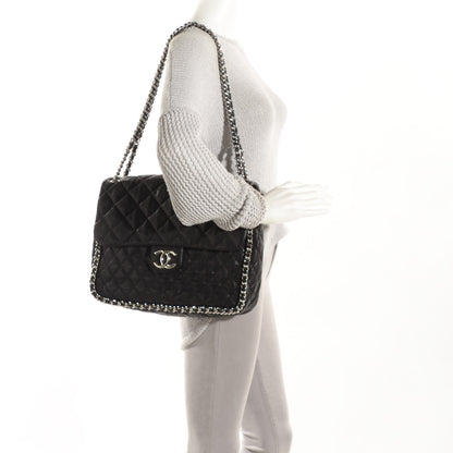 Chanel Crumpled Lambskin Quilted Chain Around Maxi Flap Black 2 of 7
