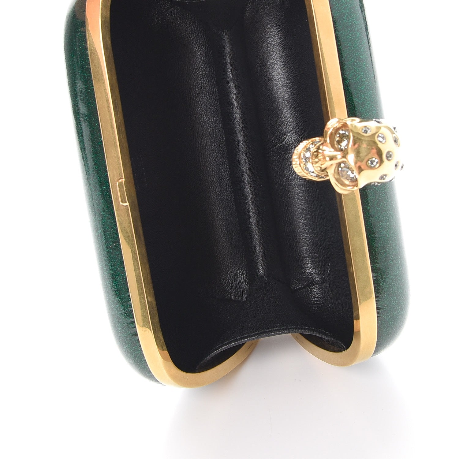 Alexander McQueen Patent Crystal Skull Box Clutch Green 5 of 8