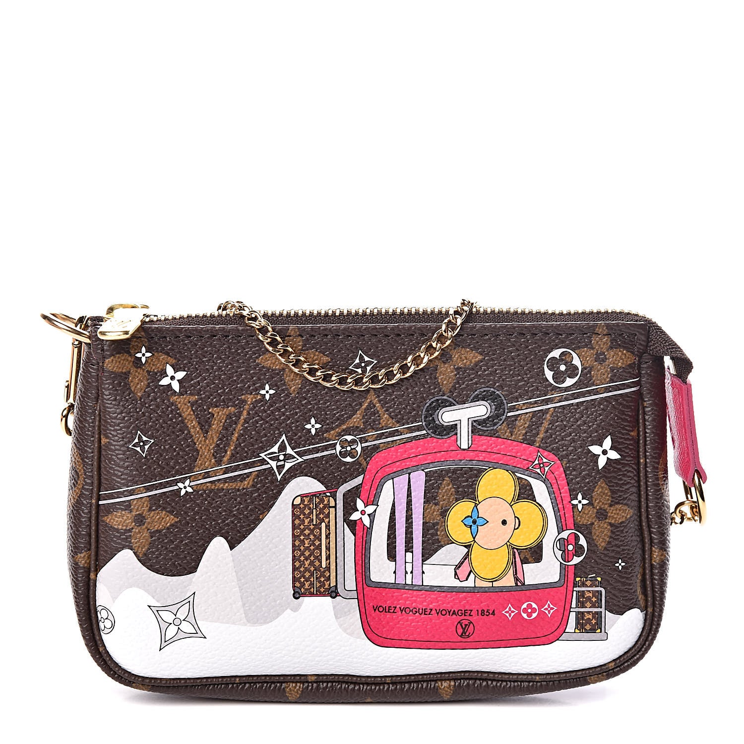 Louis Vuitton Monogram 2019 Christmas Animation Mini Courchevel Pochette Accessories Fuchsia 1 of 9