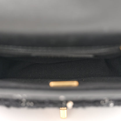 Chanel Tweed School Memory Mini Top Handle Flap Black White 5 of 11
