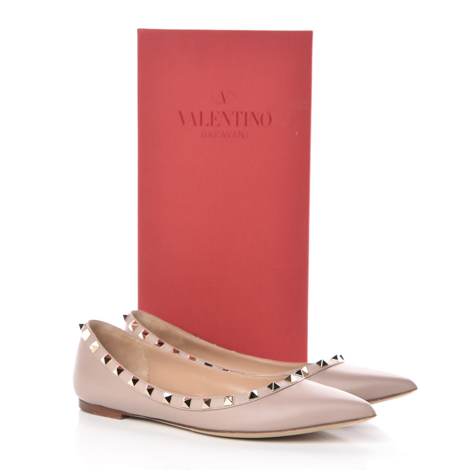Valentino Garavani Nappa Rockstud Ballerina Flats 38.5 Poudre 10 of 10