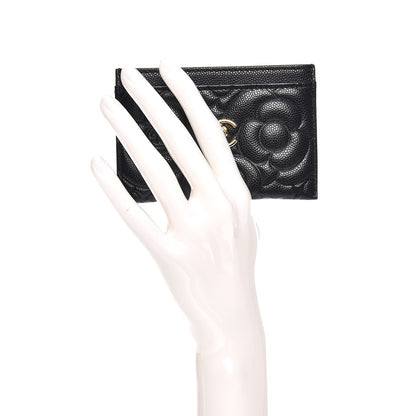 Chanel Caviar Camellia Embossed Card Holder Black 2 of 9