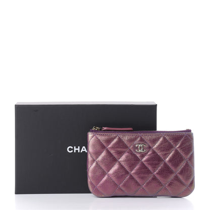 Chanel Iridescent Lambskin Quilted Small Cosmetic Case Purple 8 of 8