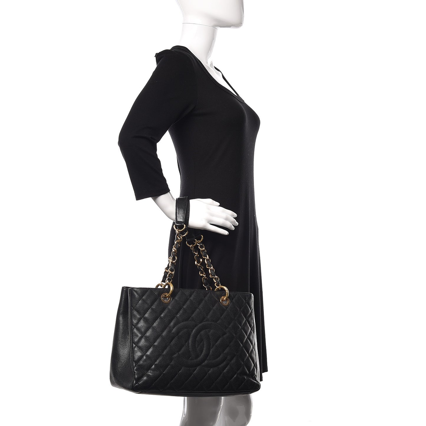 Caviar Quilted Grand Shopping Tote GST Black